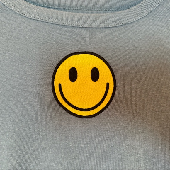 Blue Smiley Face Crop Top - Picture 6 of 6